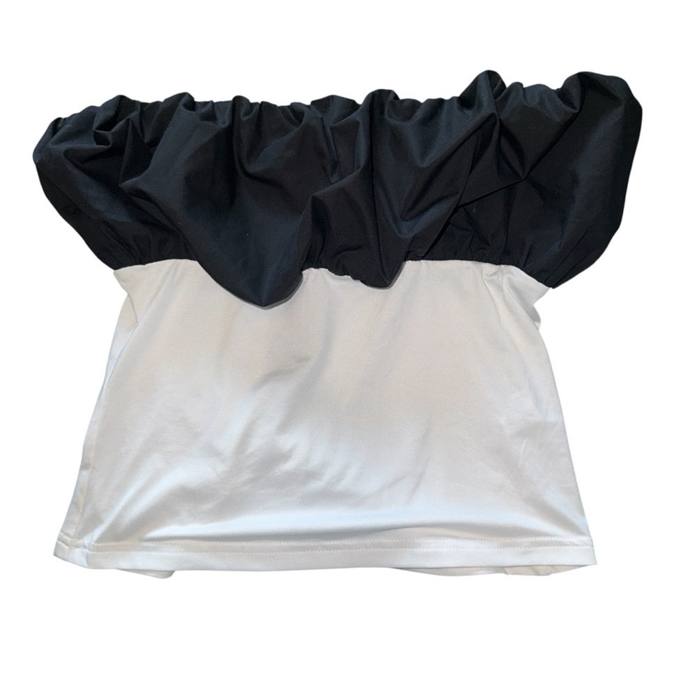 Off-Shoulder Black and White Ruffle Top